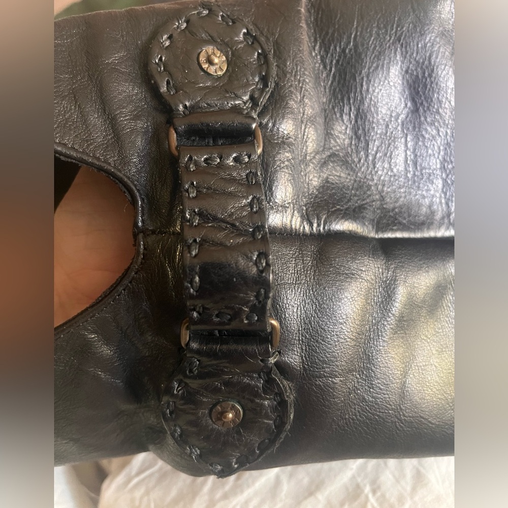 Frye Black Leather Boots with Tan Sole